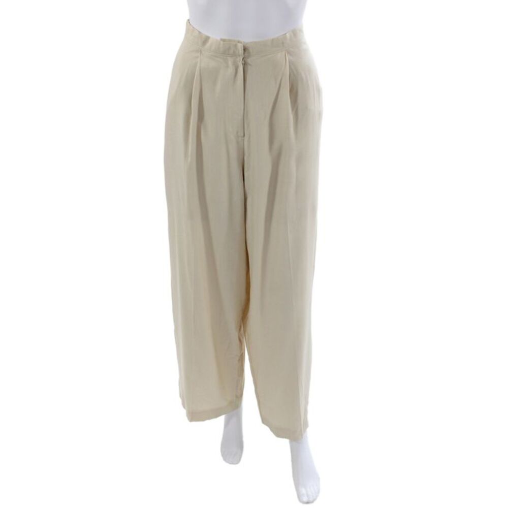 The Frankie Shop Womens Dress Pants Beige Rayon Button Size S